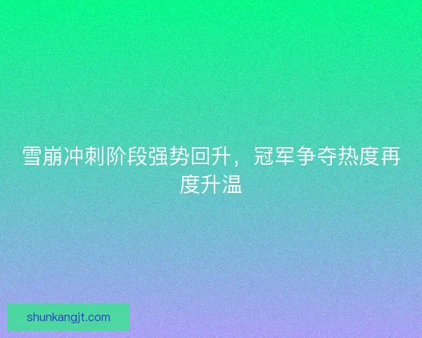 雪崩冲刺阶段强势回升，冠军争夺热度再度升温